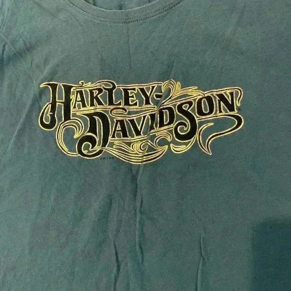 Harley Davidson Motorcycles Gold Graphic T Shirt Valencia Espana Women’s Large - Picture 2 of 5
